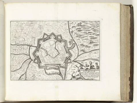 RECORD DATE NOT STATED  Map of Maubeuge, ca. 1695, 1695 - 1697 print Map o... Fotos Stock