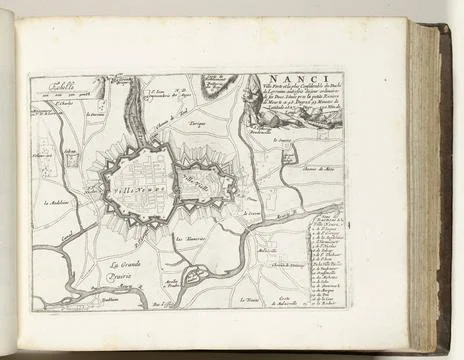 RECORD DATE NOT STATED  Map of Nancy, ca. 1695, 1695 - 1697 print Map of t... Stock Photos