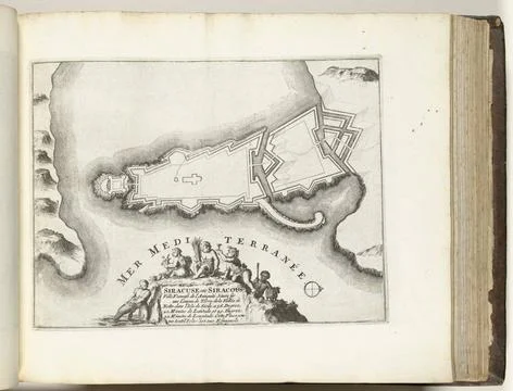 RECORD DATE NOT STATED  Map of Siracusa, ca. 1695, 1695 - 1697 print Map o... Fotos Stock