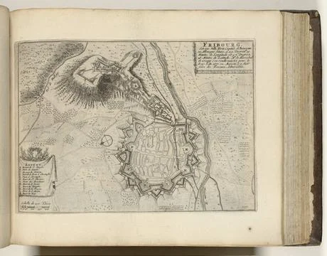 RECORD DATE NOT STATED  Map of Fribourg, ca. 1693-1696, 1693 - 1696 print ... Fotos Stock