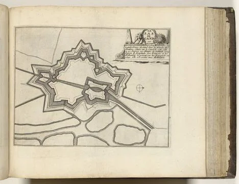 RECORD DATE NOT STATED  Map of Sas-Van-Gent, ca. 1693-1696, 1693-1696 prin... Stock Photos
