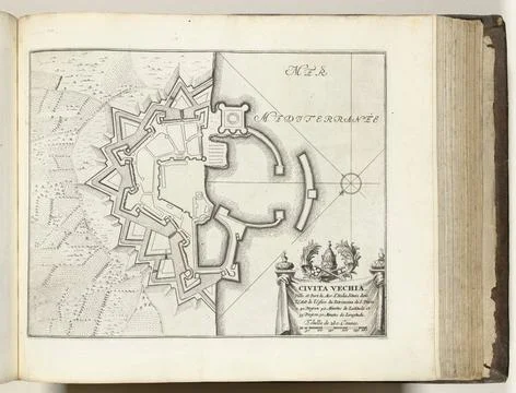 RECORD DATE NOT STATED  Map of Civitavecchia, ca. 1693-1696, 1693 - 1696 p... Fotos Stock
