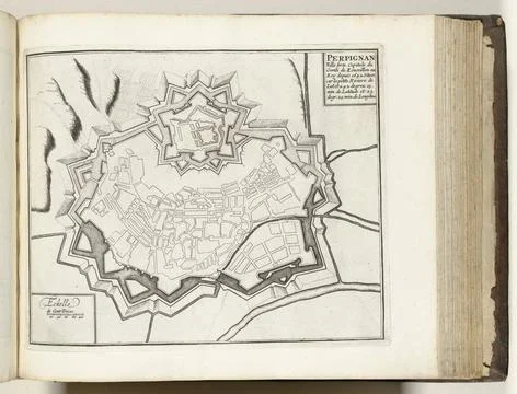 RECORD DATE NOT STATED  Map of Perpignan, ca. 1693-1696, 1693 - 1696 print... Fotos Stock