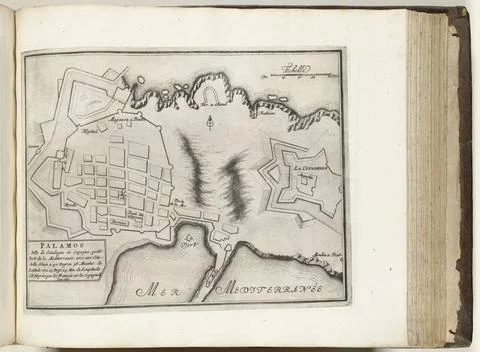 RECORD DATE NOT STATED  Map of Palamos, 1694, 1694 - 1696 print Map of the... Stock Photos