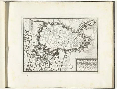 RECORD DATE NOT STATED  Map of Lille, ca. 1693-1696, 1693 - 1696 print Map... Stock Photos