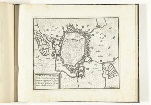 RECORD DATE NOT STATED  Map of Mons, ca. 1693-1696, 1693 - 1696 print Map ... Fotos Stock