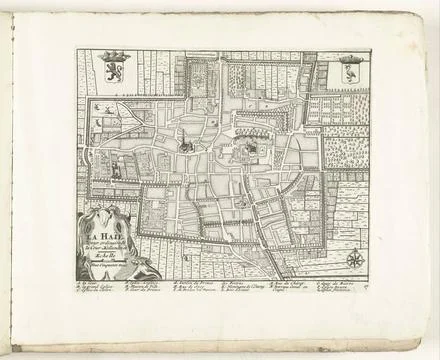 RECORD DATE NOT STATED  Map of The Hague, ca. 1702, 1702 - 1703 print Map ... Stock Photos