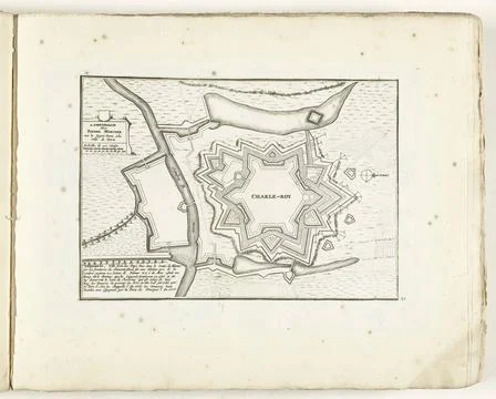 RECORD DATE NOT STATED  Map of Charleroi, ca. 1702, 1702 - 1703 print Map ... Fotos Stock