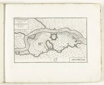 RECORD DATE NOT STATED  Map of Stevensweert, ca. 1702, 1702 - 1703 print M... Stock Photos