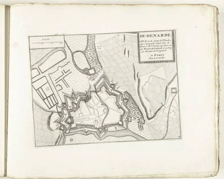 RECORD DATE NOT STATED  Map of Oudenaarde, ca. 1702, 1702 - 1703 print Map... Stock Photos