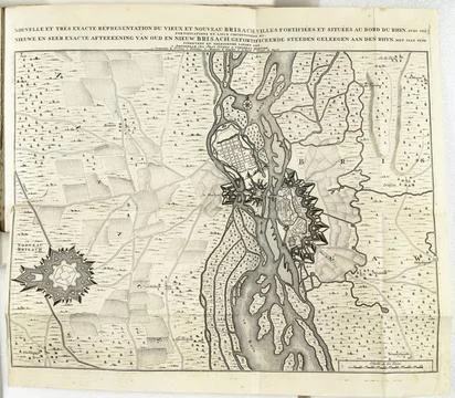 RECORD DATE NOT STATED  Map of Breisach, ca. 1702, 1702 - 1703 print Large... Stock Photos