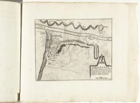 RECORD DATE NOT STATED  Map with the relief of Rheinfels, 1693, 1702 - 170... Stock Photos