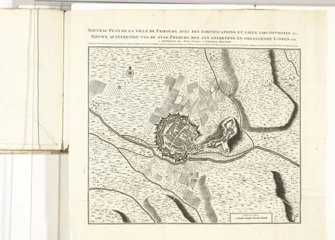 RECORD DATE NOT STATED  Map of Fribourg, ca. 1702, 1702 - 1703 print Large... Fotos Stock