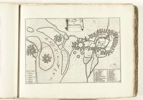 RECORD DATE NOT STATED  Map of Strasbourg, ca. 1702, 1702 - 1703 print Map... Fotos Stock