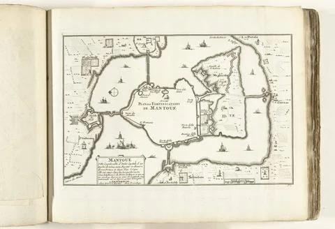 RECORD DATE NOT STATED  Map of Mantua, ca. 1702, 1702 - 1703 print Map of ... Fotos Stock