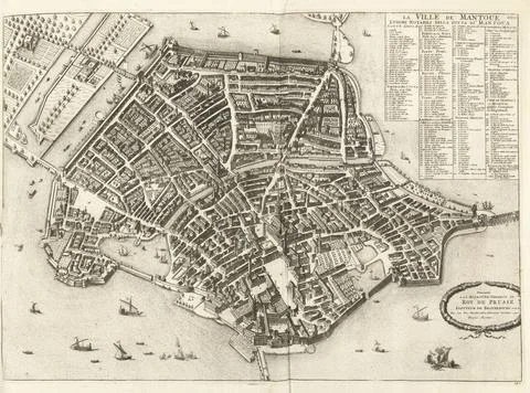 RECORD DATE NOT STATED  Map of Mantua, ca. 1702, 1702 - 1703 print Large m... Fotos Stock