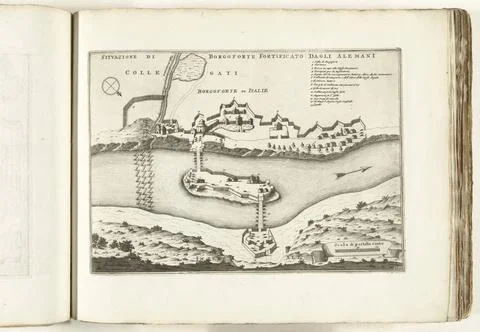 RECORD DATE NOT STATED  Map of Borgoforte, ca. 1702, 1702 - 1703 print Map... Stock Photos