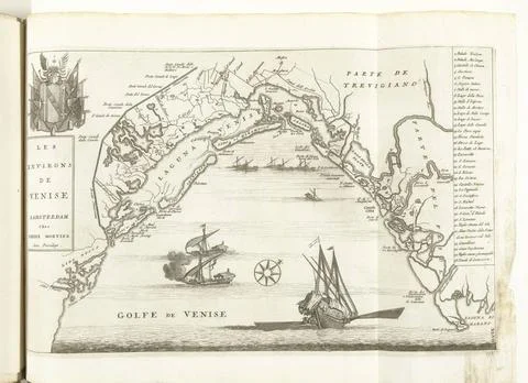RECORD DATE NOT STATED  Map of the surroundings of Venice, ca. 1702, 1702 ... Fotos Stock