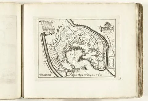 RECORD DATE NOT STATED  Map of Genoa, ca. 1702, 1702 - 1703 print Map of t... Stock Photos