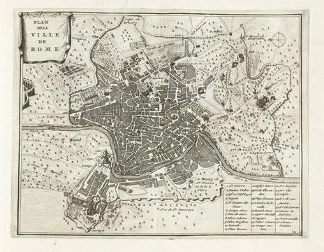 RECORD DATE NOT STATED  Map of Rome, ca. 1702, 1702 - 1703 print Map of Ro... Stock Photos
