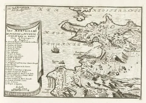 RECORD DATE NOT STATED  Map of the coast at Pozzuoli, ca. 1702, 1702 - 170... Stock Photos