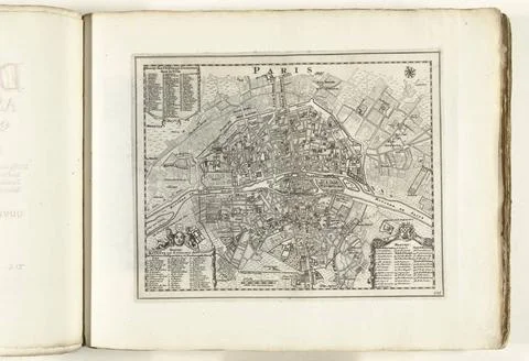 RECORD DATE NOT STATED  Map of Paris, ca. 1702, 1702 - 1703 print Map of P... 库存照片