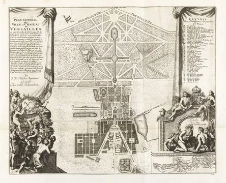 RECORD DATE NOT STATED  Map of Castle and Gardens of Versailles, ca. 1702,... Stock Photos