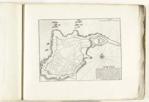RECORD DATE NOT STATED  Map of Saint -Malo, ca. 1702, 1702 - 1703 print Ma... Fotos Stock