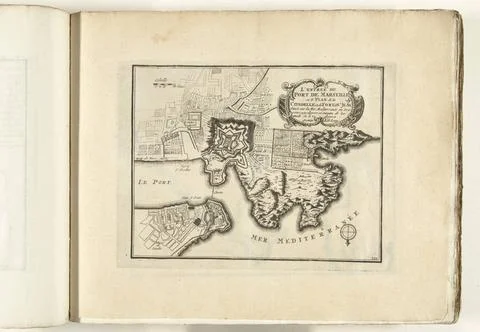 RECORD DATE NOT STATED  Map of the port of Marseille, ca. 1702, 1702 - 170... Stock Photos