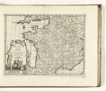 RECORD DATE NOT STATED  Map of France, 1726, 1726 print Map of France. Pla... Fotos Stock