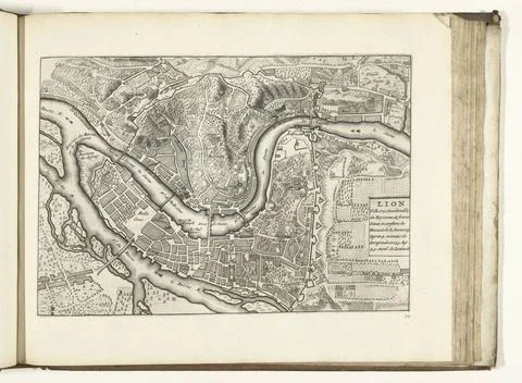 RECORD DATE NOT STATED  Map of Lyon, 1726, 1726 print Map of the French ci... Stock Photos