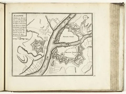 RECORD DATE NOT STATED  Map of Bayonne, 1726, 1726 print Map of the reinfo... Stock Photos