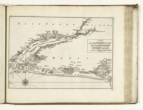 RECORD DATE NOT STATED  Map of the French West Coast with the mouth of the... Stock Photos
