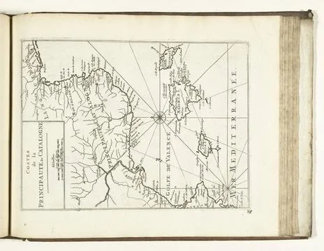 RECORD DATE NOT STATED  Map of the Catalan coast, 1726, 1726 print Map of ... Fotos Stock
