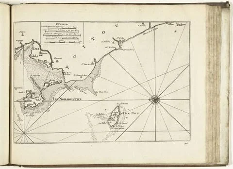 RECORD DATE NOT STATED  Map of the French West Coast at Ãle de Noirmoutie. Stock Photos