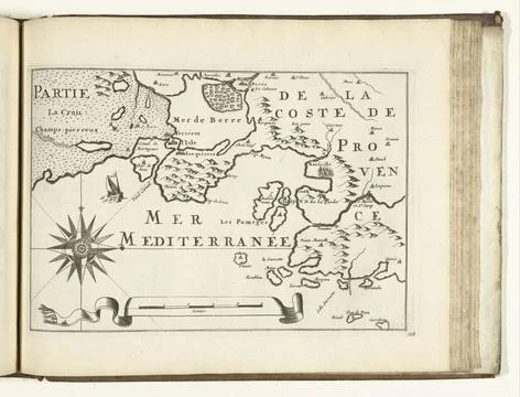RECORD DATE NOT STATED  Map of the French South Coast near Marseille, 1726... Stock Photos