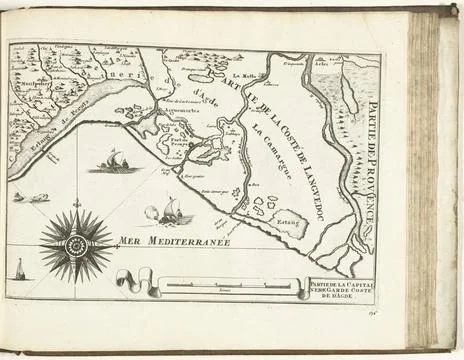 RECORD DATE NOT STATED  Map of the French South Coast near Montpellier, 17... Stock Photos