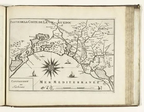 RECORD DATE NOT STATED  Map of the French South Coast near Narbonne, 1726,... Stock Photos