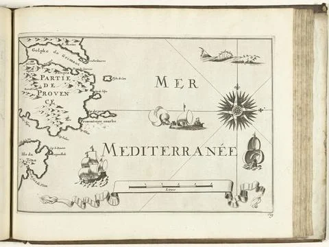 RECORD DATE NOT STATED  Map of the French South Coast at Saint-Tropez, 172... Stock Photos