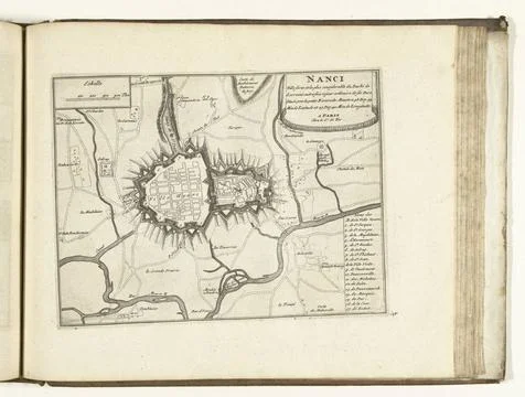 RECORD DATE NOT STATED  Map of Nancy, 1726, 1726 print Map of the defenses... Stock Photos