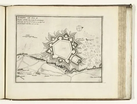 RECORD DATE NOT STATED  Map of Longwy, 1726, 1726 print Map of the reinfor... Fotos Stock
