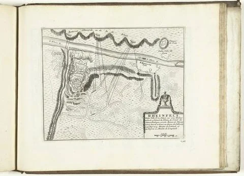 RECORD DATE NOT STATED  Map with the relief of Rheinfels, 1693, 1726 print... Fotos Stock