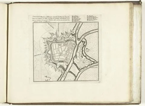 RECORD DATE NOT STATED  Map of Stettin, 1726, 1726 print Map of the reinfo... Stock Photos