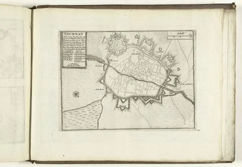 RECORD DATE NOT STATED  Map of Tournai, 1726, 1726 print Map of the defens... Stock Photos
