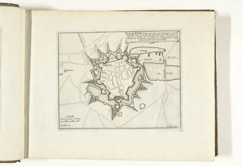 RECORD DATE NOT STATED  Map of Le Quesnoy, 1726, 1726 print Map of the rei... Fotos Stock