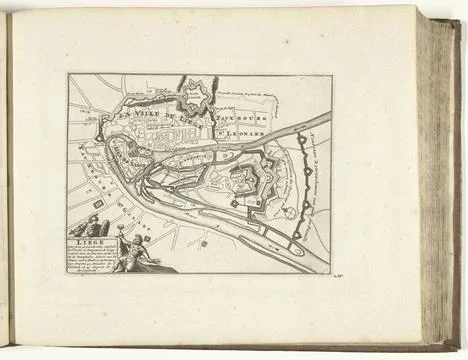 RECORD DATE NOT STATED  Map of Liege, 1726, 1726 print Map of the defenses... Stock Photos