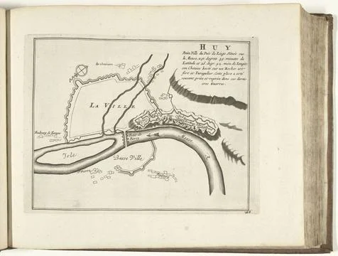 RECORD DATE NOT STATED  Map of Huy, 1726, 1726 print Map of the defenses a... Fotos Stock
