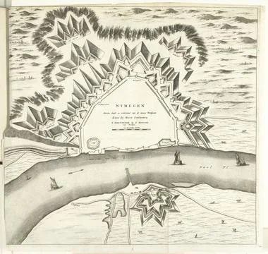 RECORD DATE NOT STATED  Map of the fortifications to Nijmegen designed by ... Stock Photos