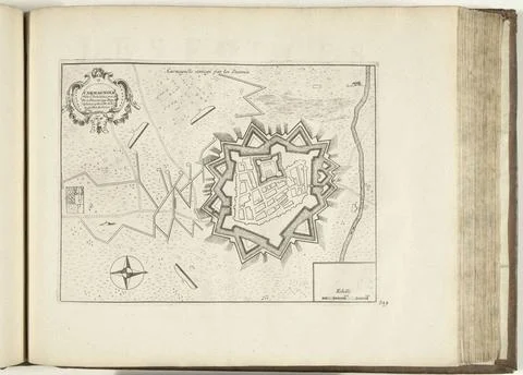 RECORD DATE NOT STATED  Map of Carmagnola, 1726, 1726 print Map with the t... Fotos Stock