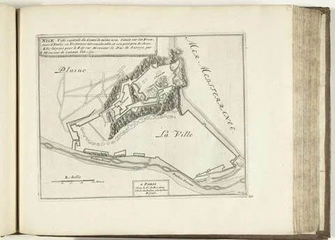 RECORD DATE NOT STATED  Map of Nice, 1726, 1726 print Map of the reinforce... Fotos Stock